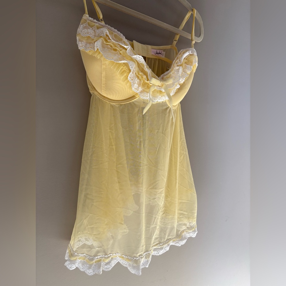 Jezebel Yellow Chemise with White Lace Trim